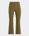 Vince Cropped Flare-leg Pintuck Pants In Green