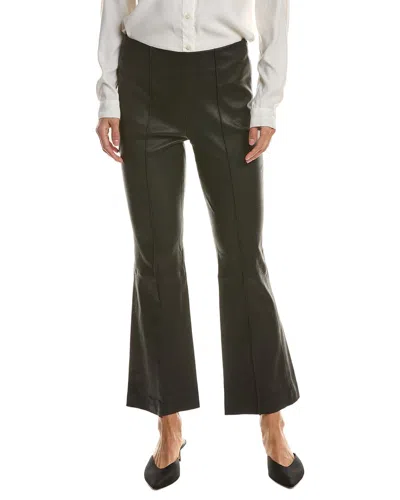 Vince Cropped Flare Stretch Leather Pant In Black