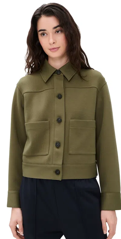 Vince Cropped Jacket Dark Olive Stone In Green