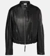 Vince Cropped Leather Bomber Jacket In Black