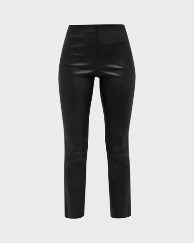 Vince Cropped Leather Leggings In Black