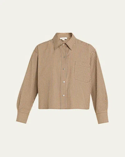 Vince Cropped Long-sleeve Shirt In Brown