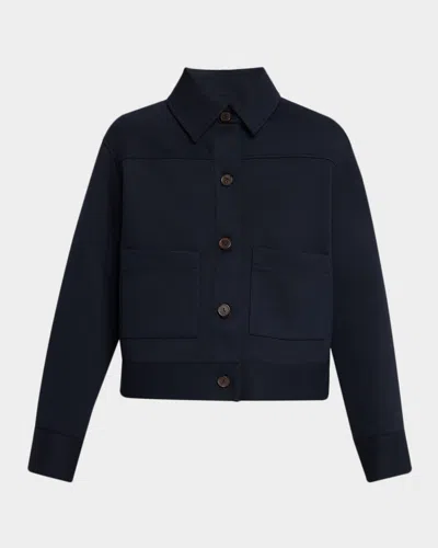 Vince Cropped Patch Pocket Jacket In Blue