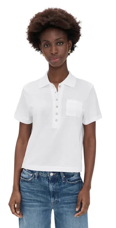 Vince Cropped Pocket Polo Optic White