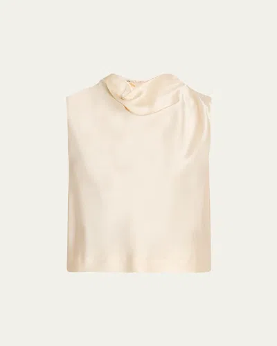 Vince Cropped Cowl Neck Top In Flax