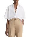 Vince Short-sleeve Cropped Cotton Shirt In Optic White
