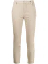 Vince Cropped Stretch-cotton Trousers In Brown