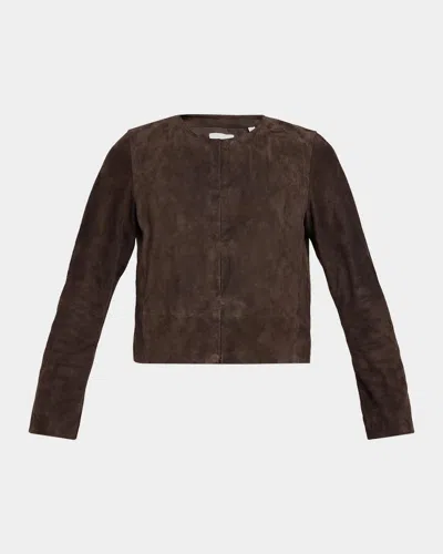 Vince Cropped Suede Jacket In 096irn-iro