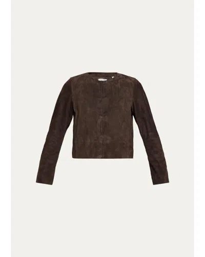 Vince Cropped Suede Jacket In 096irn-iro