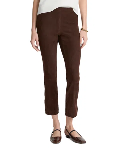 Vince Cropped Suede Pants In Brown
