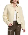 Vince Cropped Twill Linen-blend Jacket In Yellow