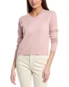 Vince Cropped V-neck Wool & Cashmere-blend Pullover In Pink