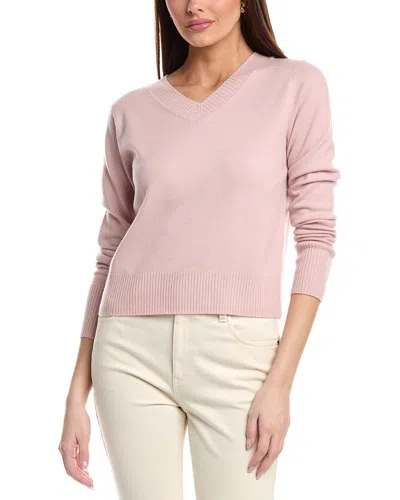 Vince Cropped V-neck Wool & Cashmere-blend Pullover In Pink