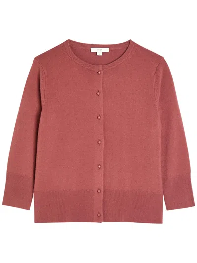 Vince Cropped Wool And Cashmere-blend Cardigan In Pink