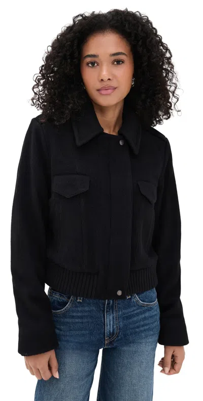 Vince Cropped Wool Blend Jacket Black