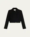 Vince Cropped Wool-blend Jacket In Black