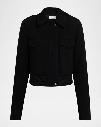 Vince Cropped Wool-blend Jacket In Black