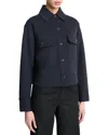 Vince Cropped Wool-blend Jacket In Blue