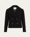 Vince Double Breasted Crop Boiled Wool Peacoat In Black