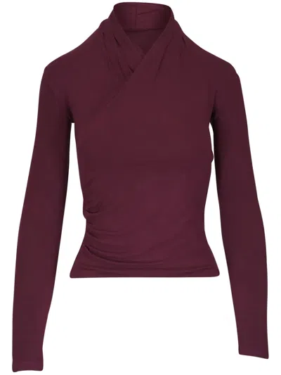 Vince Crossover Neck T-shirt In Rot