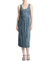 Vince Crushed Bias Stripe Sleeveless Midi Tank Dress