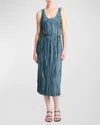 Vince Crushed Bias Stripe Sleeveless Midi Tank Dress In Marine Stone
