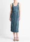 Vince Crushed Bias Stripe Sleeveless Midi Tank Dress In Multi