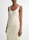 Vince Crushed Satin Bias Skirt In Pale Ivory In Multi