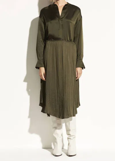 Vince Crushed Drape Skirt In Mineral Pine In Green
