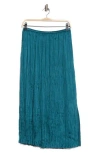 Vince Crushed Overlay Satin Midi Skirt In Blue