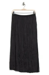 Vince Crushed Overlay Satin Midi Skirt In Black