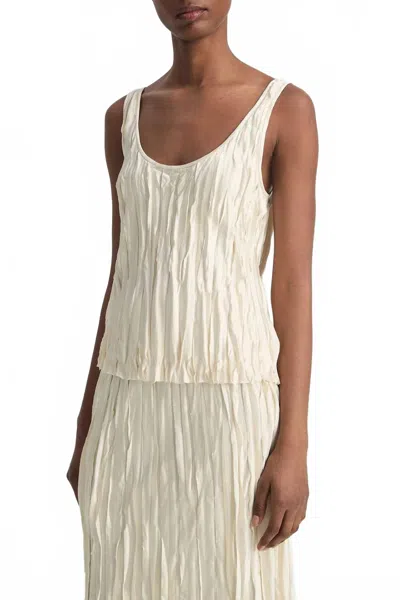 Vince Crushed Satin Bias Tank In Pale Ivory In White