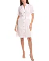 Vince Cuffed Belted Shirtdress In Pink
