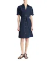 Vince Cuffed Short Sleeve Belted Shirt Dress In Coastal