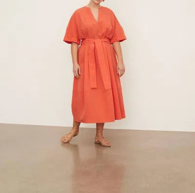 Vince Cuffed Short Sleeve V-neck Dress In Burnt Orchid In Multi