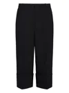 Vince Cuffed Wide-leg Trousers In Black