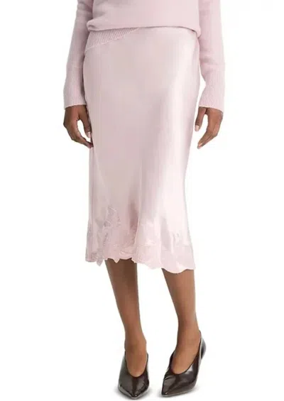 Vince Cut Out Hem Slip Midi Skirt In Orchid Stone In Pink