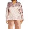 Vince Dahlia Printed Silk Cinch Back Shirt In Lotus Shell