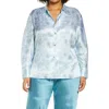 Vince Dahlia Print Sculpted Silk Button-up Shirt In Mint