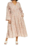 Vince Dahlia Long-sleeve Double V-neck Dress In Lotus Shell