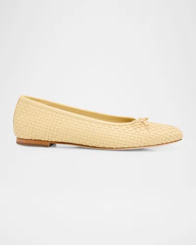 Vince Darla Woven Leather Ballerina Flats In Neutral