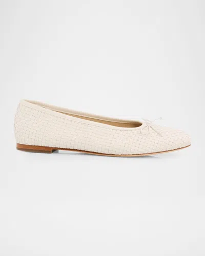Vince Darla Woven Leather Ballerina Flats In Neutral