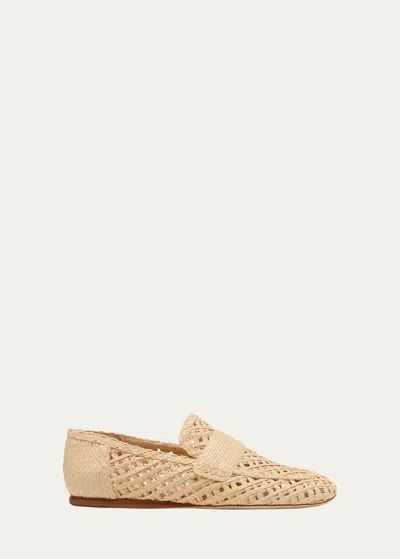 Vince Davis Flat Raffia Loafers In Natural