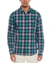 Vince Del Mar Plaid Linen-blend Shirt In Green