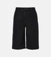 Vince Low-rise Longline Denim Shorts In Washed Black