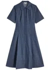 Vince Short-sleeve Denim Shirtdress In Indigo