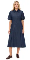 Vince Short-sleeve Denim Shirtdress In Deep Indigo