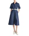 Vince Short-sleeve Denim Shirtdress In Deep Ingido