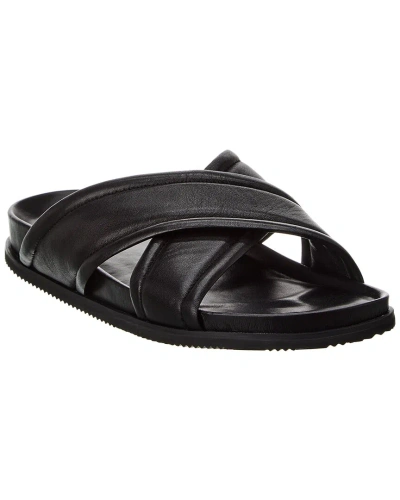 Vince Derek Leather Flip Flop In Black