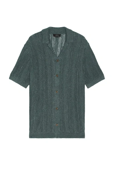 Vince Desert Texture Stripe Cabana Shirt In Marlin Teal